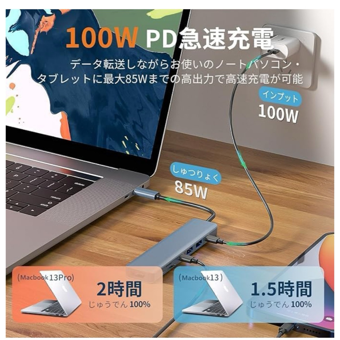 USB-C ハブ  type-c 4k hdmi マルチポート usb hub スマホ/家電/カメラのPC/タブレット(PC周辺機器)の商品写真