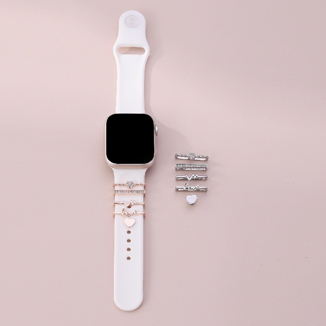 ピンクゴールド　Apple Watch バンド　チャーム　キラキラ　アクセサリー メンズの時計(ラバーベルト)の商品写真