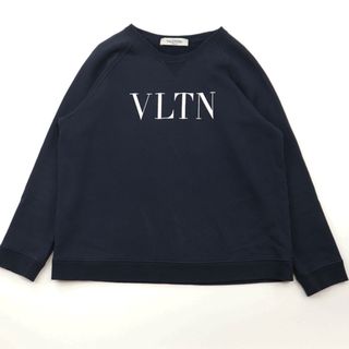 VALENTINO - 【美品】ヴァレンチノ VLTNロゴプリントトレーナー クルーネックスウェットシャツ レディース サイズ M ネイビー ホワイト 紺 白 Valentino