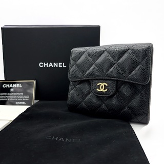 シャネル(CHANEL)の極美品 CHANEL キャビアスキン クラシック スモール フラップ ウォレット(財布)