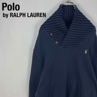 POLO RALPH LAUREN - ポロラルフローレン 刺繍ロゴ エルボーパッチ ハーフボタン スウェット