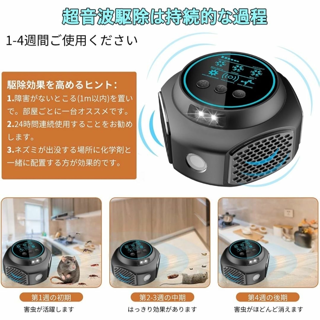  ネズミ 駆除 超音波 [2024アップグレード版] 害虫駆除器 強力  インテリア/住まい/日用品の日用品/生活雑貨/旅行(その他)の商品写真