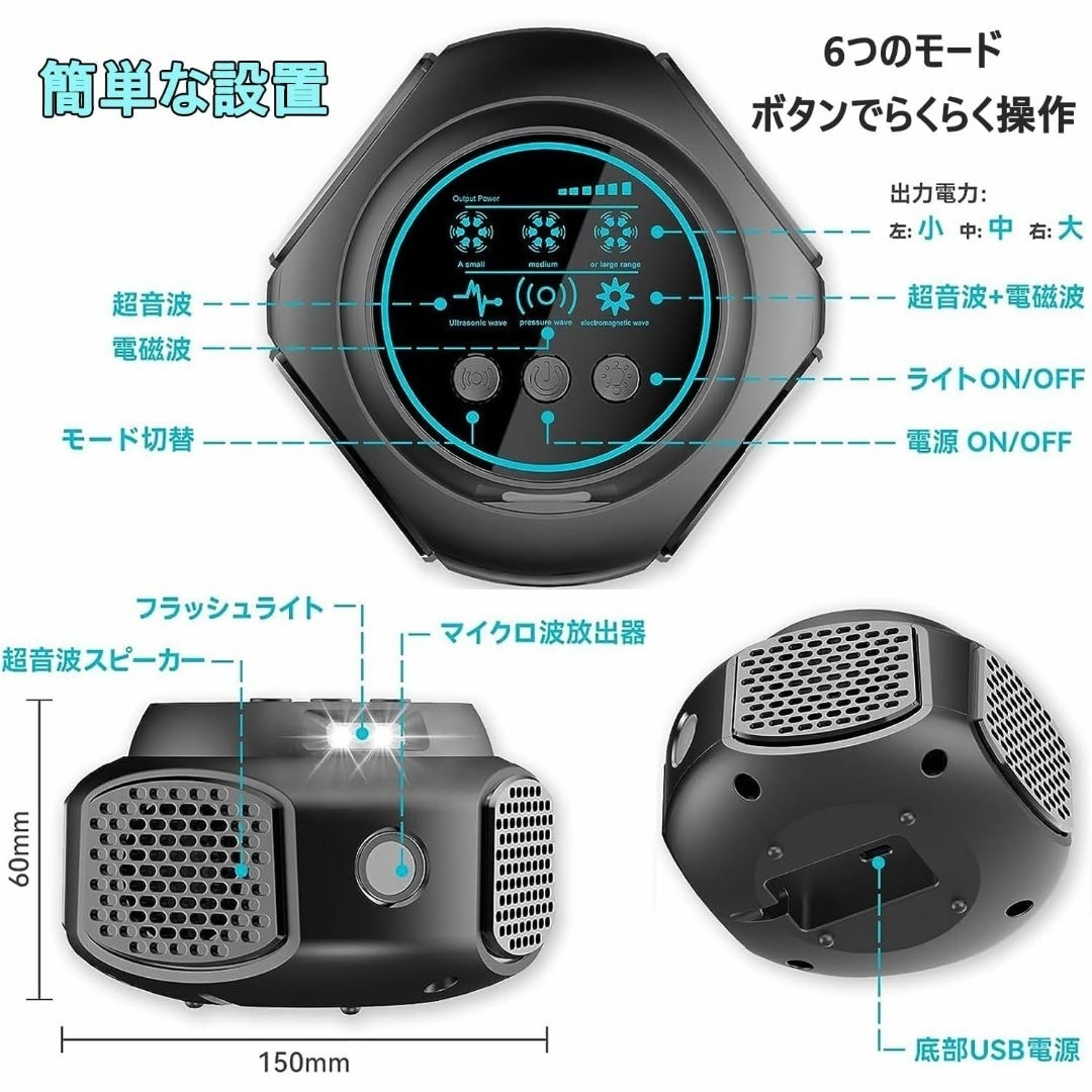  ネズミ 駆除 超音波 [2024アップグレード版] 害虫駆除器 強力  インテリア/住まい/日用品の日用品/生活雑貨/旅行(その他)の商品写真