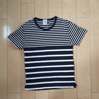ボーダーTシャツ   白とネイビー    綿100%  日本製  匿名(カットソー(半袖/袖なし))
