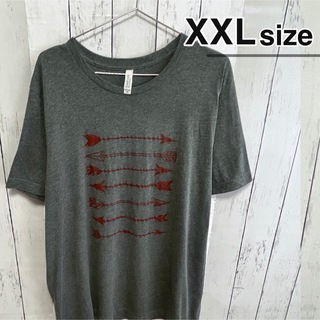 USA古着　Tシャツ　XXL　グレー　プリント　矢　オーバーサイズ　クルーネック(Tシャツ/カットソー(半袖/袖なし))