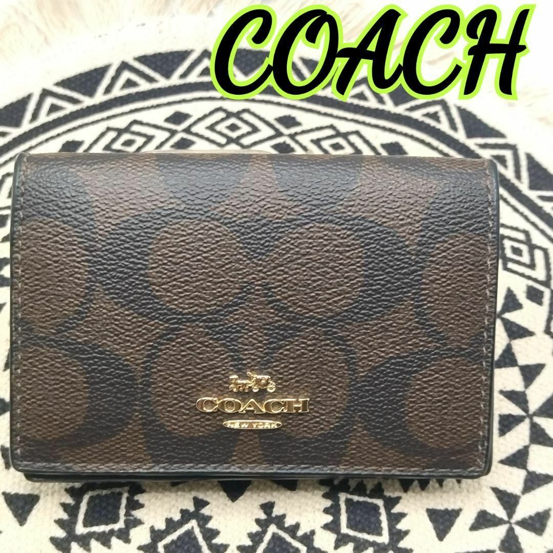 COACH(コーチ)の【新品同様】COACH コーチ 名刺入れ カードケース シグネチャー レディースのファッション小物(名刺入れ/定期入れ)の商品写真