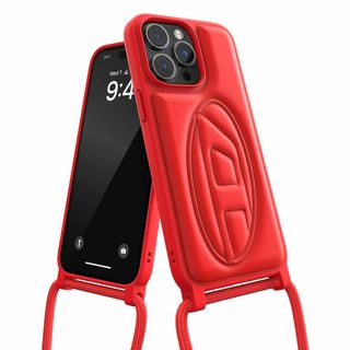 【色: レッド (ショルダーストラップ付き)】DIESEL Phone14Pro(その他)