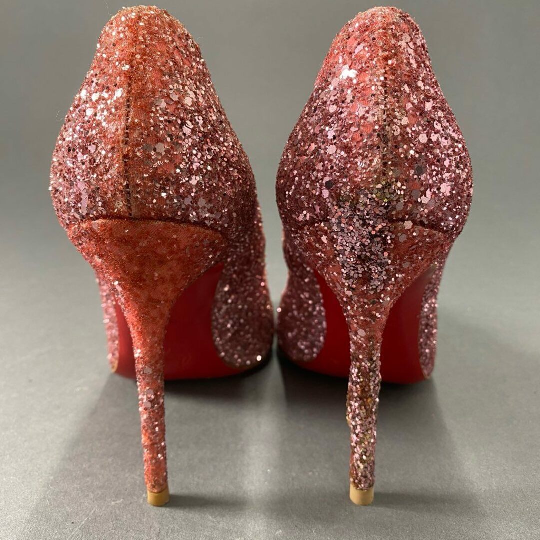 Christian Louboutin(クリスチャンルブタン)の4d21 Christian Louboutin クリスチャン ルブタン グリッター パンプス  ハイヒール 36 ピンク ラメ 結婚式 セレモニー パーティ レディースの靴/シューズ(ハイヒール/パンプス)の商品写真