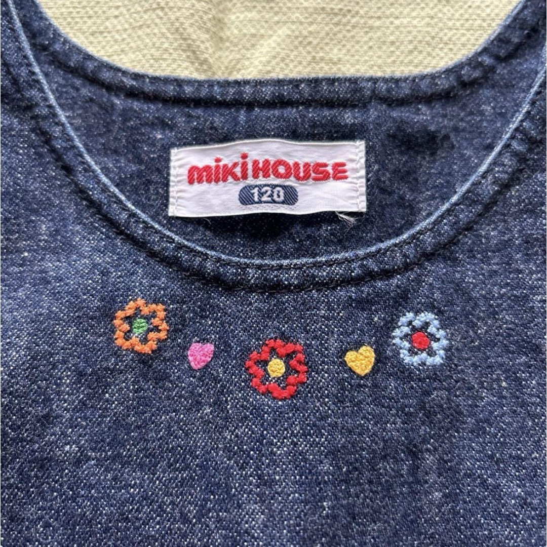 mikihouse(ミキハウス)のミキハウス  デニムジャンバースカート　デニムスカート　ワンピース キッズ/ベビー/マタニティのキッズ服女の子用(90cm~)(ワンピース)の商品写真