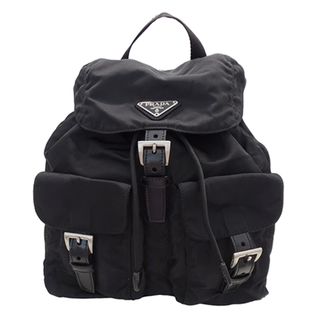 プラダ(PRADA)のプラダ PRADA バッグ レディース ブランド リュック バックパック ナイロン ブラック シルバー金具 ロゴ【中古】(リュック/バックパック)