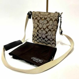 コーチ(COACH)の【美品】　COACH ショルダーバッグ　　シグネチャー　キャンバス　レザー(ショルダーバッグ)