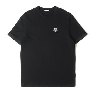 MONCLER - 美品 MONCLER モンクレール Tシャツ サイズ:M 21AW ワンポイント アイコン ワッペン 刺繍 スリーブ ロゴ クルーネック 半袖Tシャツ MAGLIA T-SHIRT G20918C00026 8390T ブラック 黒 トップス カットソー【メンズ】【中古】