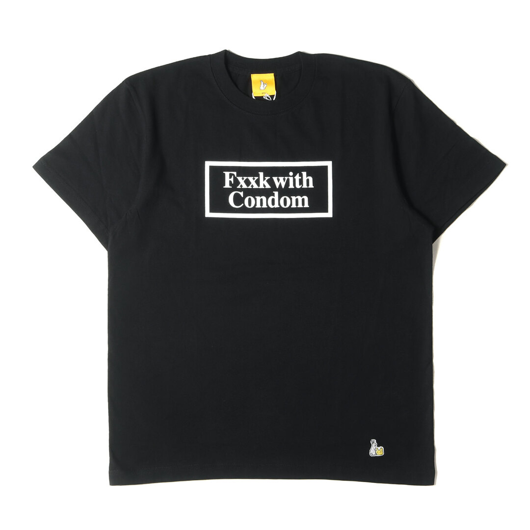 新品 FR2 エフアールツー Tシャツ サイズ:L Fxxk with Condom ロゴ クルーネック 半袖Tシャツ ブラック 黒 トップス カットソー【メンズ】 メンズのトップス(Tシャツ/カットソー(半袖/袖なし))の商品写真