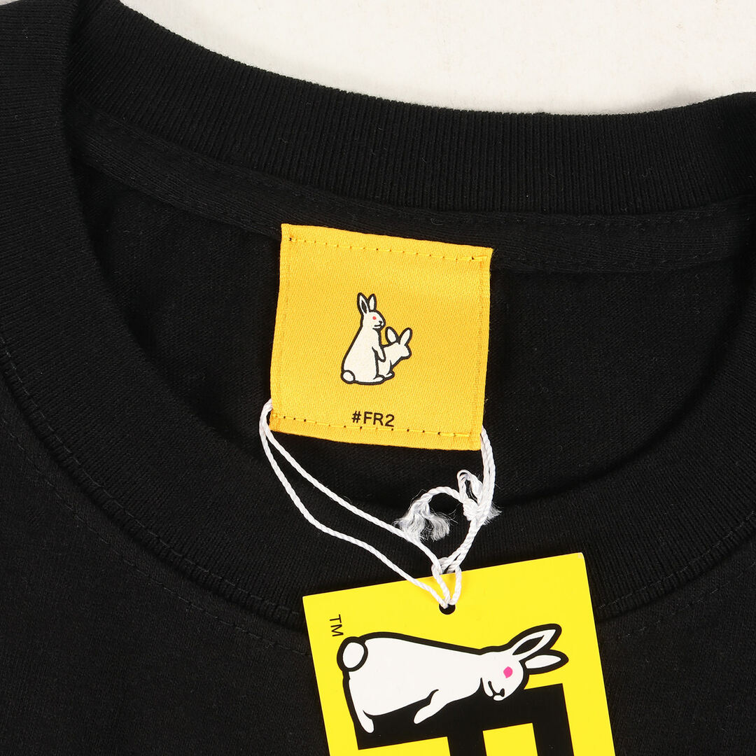 新品 FR2 エフアールツー Tシャツ サイズ:L Fxxk with Condom ロゴ クルーネック 半袖Tシャツ ブラック 黒 トップス カットソー【メンズ】 メンズのトップス(Tシャツ/カットソー(半袖/袖なし))の商品写真