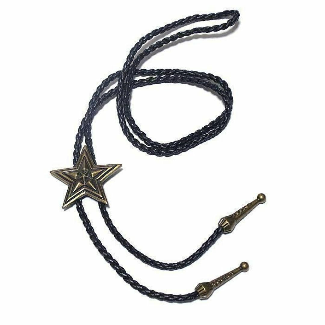 bol-0063　ボロタイ　スター　星　装飾　文様　コンチョ　ループタイ メンズのアクセサリー(ネックレス)の商品写真