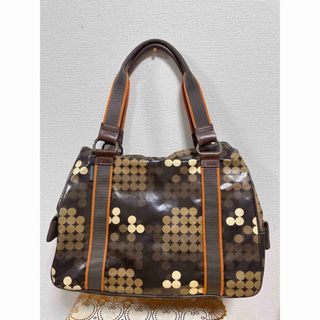 オーラカイリー(Orla Kiely)の入手困難★オーラカイリー★ショルダーバック★レトロ★ドット柄★茶色★キーフック付(ショルダーバッグ)