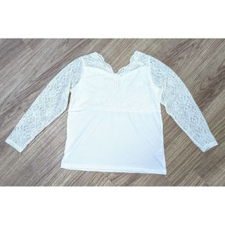 chocol raffine robe - レース　カットソー　白　七分袖　ショコラフィネローブ