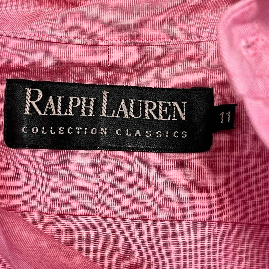 Ralph Lauren(ラルフローレン)の11サイズL【ラルフローレン】コットンシャツ 半袖 ５部丈 赤みピンク レディースのトップス(シャツ/ブラウス(半袖/袖なし))の商品写真