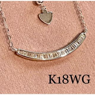 K18WG◆テーパーカットダイヤモンドネックレス*0.20ct(ネックレス)