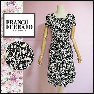 フランコフェラーロ(FRANCO FERRARO)の【フランコフェラーロ】フローラルプリントワンピース　シルク　ストレッチ　2(ひざ丈ワンピース)