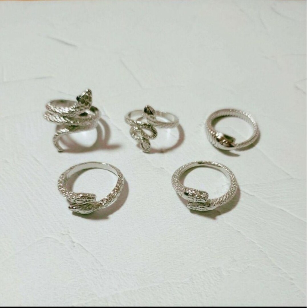 2503 蛇 リング セット シルバー スネーク ファランジ  指輪蛇リング レディースのアクセサリー(リング(指輪))の商品写真