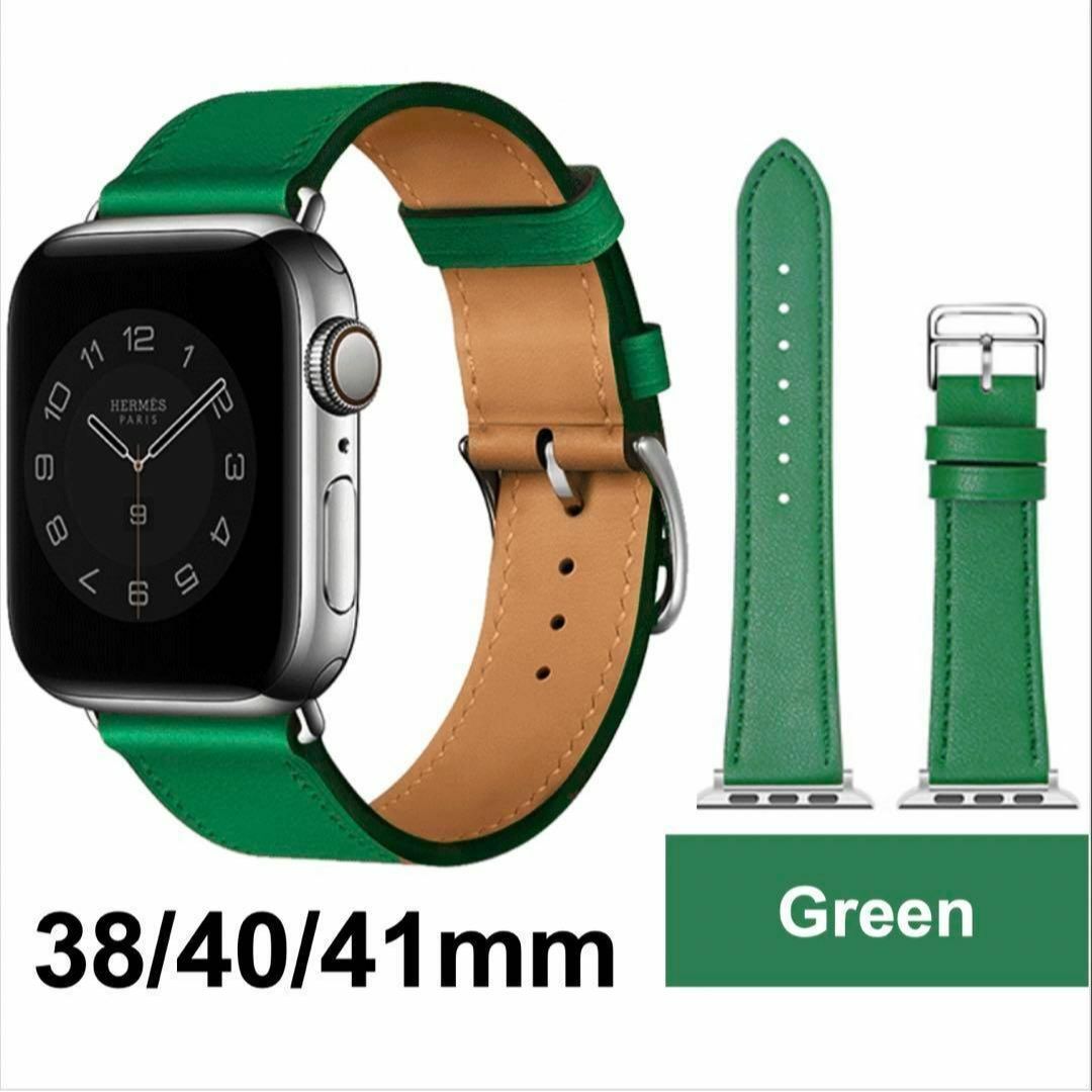 【限定セール！新品未使用】 アップルウォッチバンド 合皮 グリーン レディースのファッション小物(腕時計)の商品写真