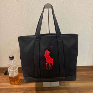 ポロラルフローレン(POLO RALPH LAUREN)の【良品】ラルフローレン 帆布キャンパス トートバッグ 大容量 A4◎ 刺繍ロゴ(トートバッグ)