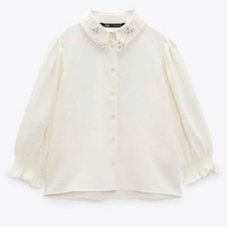 ザラ(ZARA)の【ZARA】新品未使用  ザラ  ビジュー  ブラウス(シャツ/ブラウス(長袖/七分))