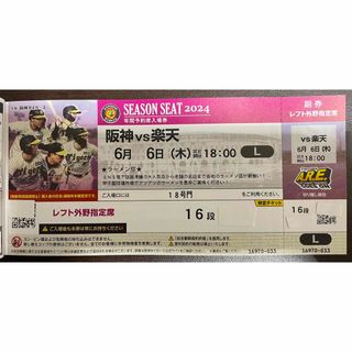 ハンシンタイガース(阪神タイガース)の6/6(木)阪神vs楽天 甲子園球場 レフトスタンド(野球)