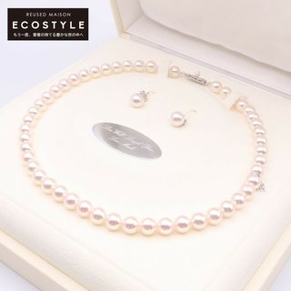 ミキモト(MIKIMOTO)のミキモト プレミアム K18WG金具 アコヤ真珠 約8.00mm以上8.50mm未満ネックレス、8.50mm以上9mm未満ピアス セット(ネックレス)