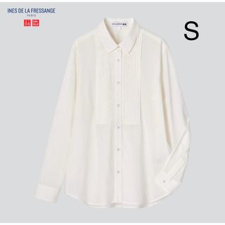 ユニクロ(UNIQLO)のUNIQLO イネス コットンピンタックシャツ オフホワイト S 洗える 長袖(シャツ/ブラウス(長袖/七分))