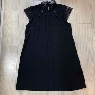 ザラ(ZARA)の【ZARA】美品  ザラ  ビジュー  レース  ワンピース(ミニワンピース)