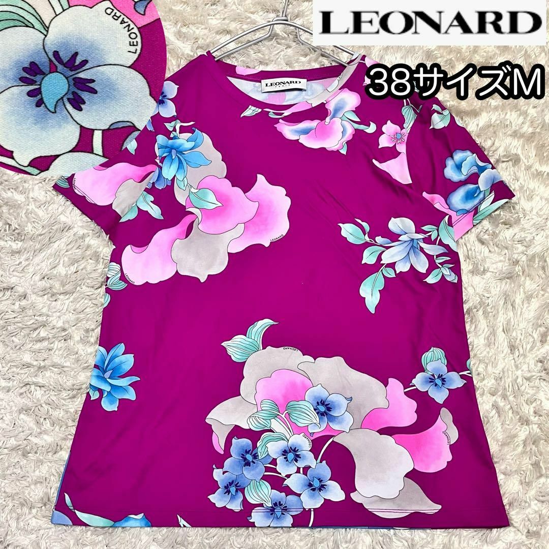 LEONARD(レオナール)の【LEONARD London】柔らかストレッチ カットソーTシャツ 総柄 花柄 レディースのトップス(Tシャツ(半袖/袖なし))の商品写真