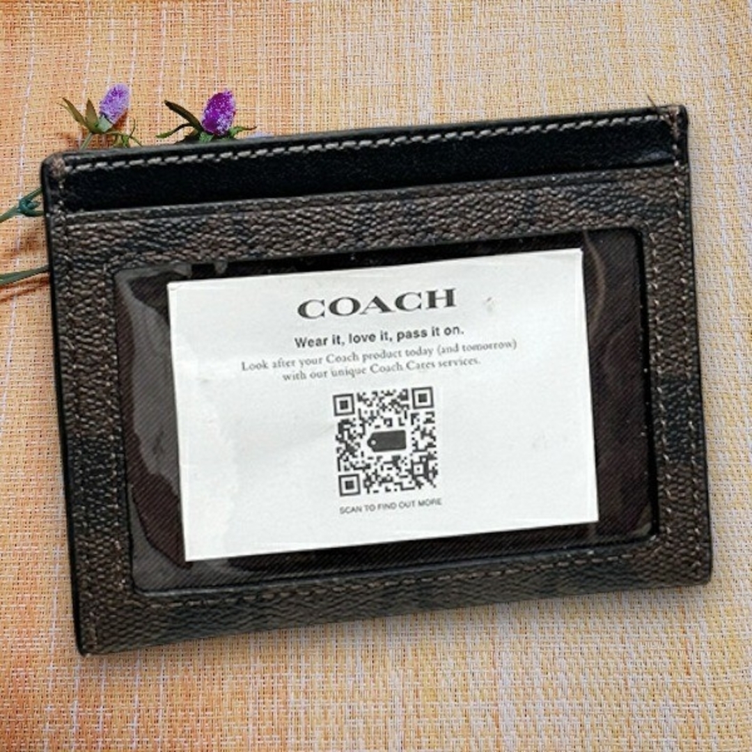 COACH(コーチ)のCOACH コーチ ロゴ入り カードケース   パスケース ブラウン/ブラック レディースのファッション小物(名刺入れ/定期入れ)の商品写真