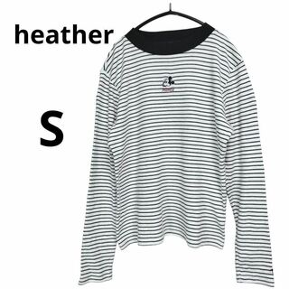 ヘザー(heather)の【heather】ヘザー 長袖Tシャツ（S）ボーダー ミッキー コットン 綿(Tシャツ(長袖/七分))
