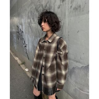 マウジー(moussy)のMOUSSY FRINGE OMBRE CHECK シャツ チェックシャツ(シャツ/ブラウス(長袖/七分))