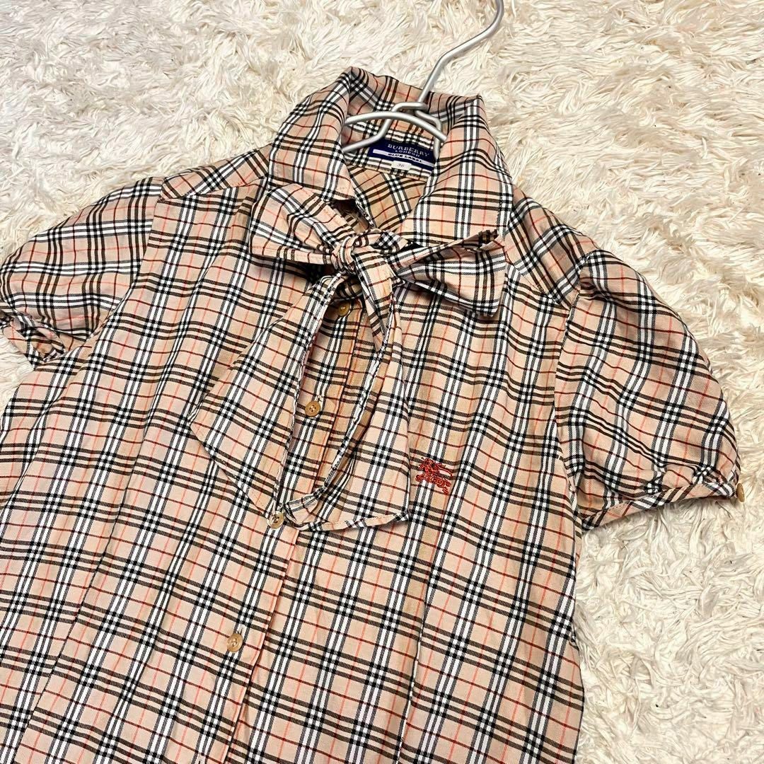 希少【バーバリーブルーレーベル】38サイズMノバチェック総柄シャツ ボウタイ付き 希少【バーバリーブルーレーベル】38サイズMノバチェック総柄シャツ ボウタイ付き