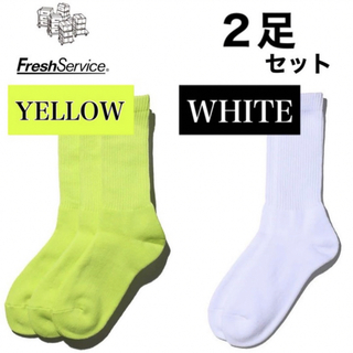 フレッシュサービス　freshservice ソックス　2足　イエロー　ホワイト(ソックス)