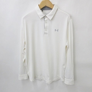 アンダーアーマー(UNDER ARMOUR)のアンダーアーマー ゴルフ シャツ ポロシャツ 長袖 ロゴ ホワイト XL(ウエア)