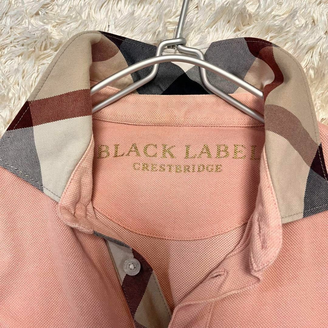 BURBERRY BLACK LABEL(バーバリーブラックレーベル)の【ブラックレーベルクレストブリッジ】くすみピンクポロシャツ ハウスチェック柄 M メンズのトップス(シャツ)の商品写真