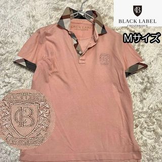 バーバリーブラックレーベル(BURBERRY BLACK LABEL)の【ブラックレーベルクレストブリッジ】くすみピンクポロシャツ ハウスチェック柄 M(シャツ)