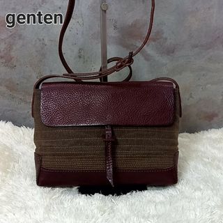 ゲンテン(genten)のゲンテン　genten　ショルダーバッグ　キャンバス　レザー　ブラウン　斜めがけ(ショルダーバッグ)