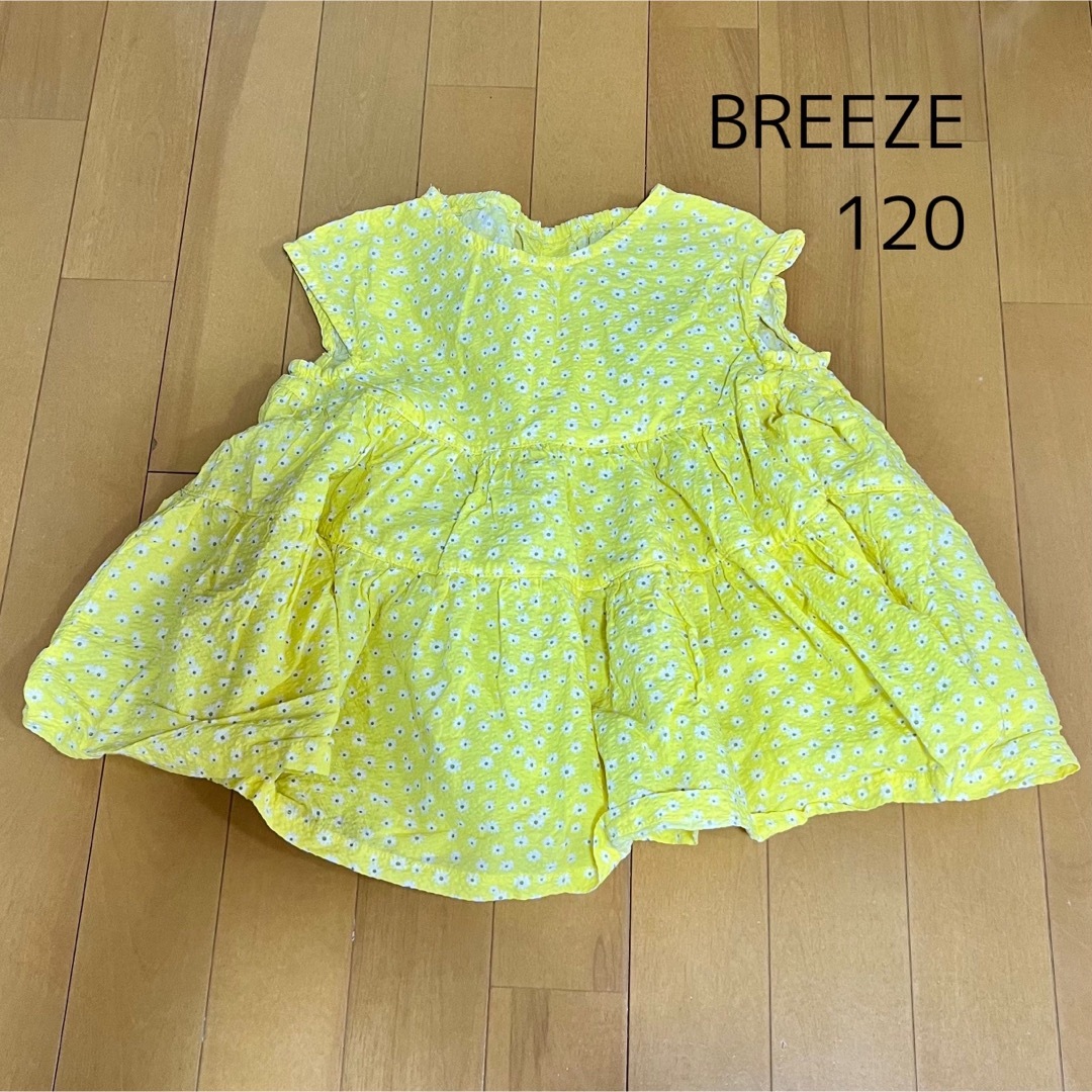 BREEZE(ブリーズ)のBREEZE チュニック　120cm 花柄　イエロー　リボン　ノースリーブ キッズ/ベビー/マタニティのキッズ服女の子用(90cm~)(Tシャツ/カットソー)の商品写真