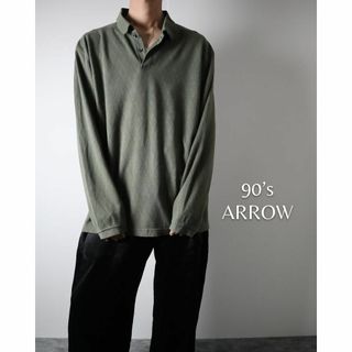 ARROW - 90s ARROW アーガイル柄 ルーズ 長袖 ポロシャツ ニットシャツ 緑