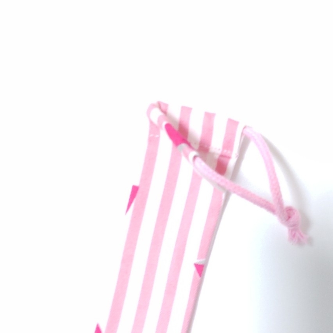 ものさし入れ リボン柄 ピンク ストライプ ハンドメイドのキッズ/ベビー(その他)の商品写真