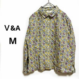 ヴィクトリア＆アルバート　Ｖ＆A レディース　シャツ　花柄　M 長袖　黄　藤色(Tシャツ(長袖/七分))