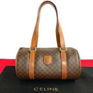 セリーヌ(celine)の極 美品 CELINE セリーヌ ヴィンテージ マカダム ブラゾン トリオンフ ロゴ レザー 本革 トートバッグ ハンドバッグ ブラウン 86007(ハンドバッグ)