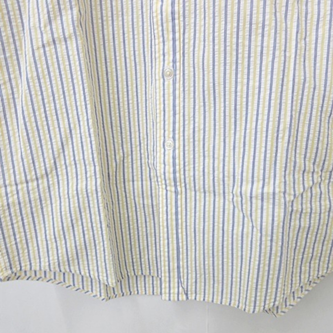 ランズエンド シャツ カジュアル 半袖 ボタンダウン ストライプ 綿 白 黄 S メンズのトップス(シャツ)の商品写真