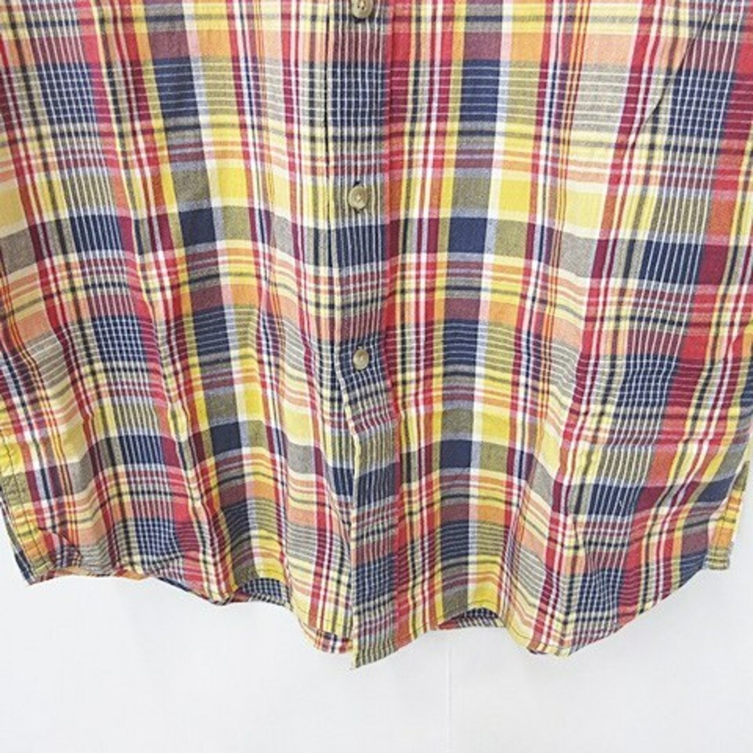 ランズエンド シャツ カジュアル 半袖 ボタンダウン チェック柄 綿 黄 赤 M メンズのトップス(シャツ)の商品写真