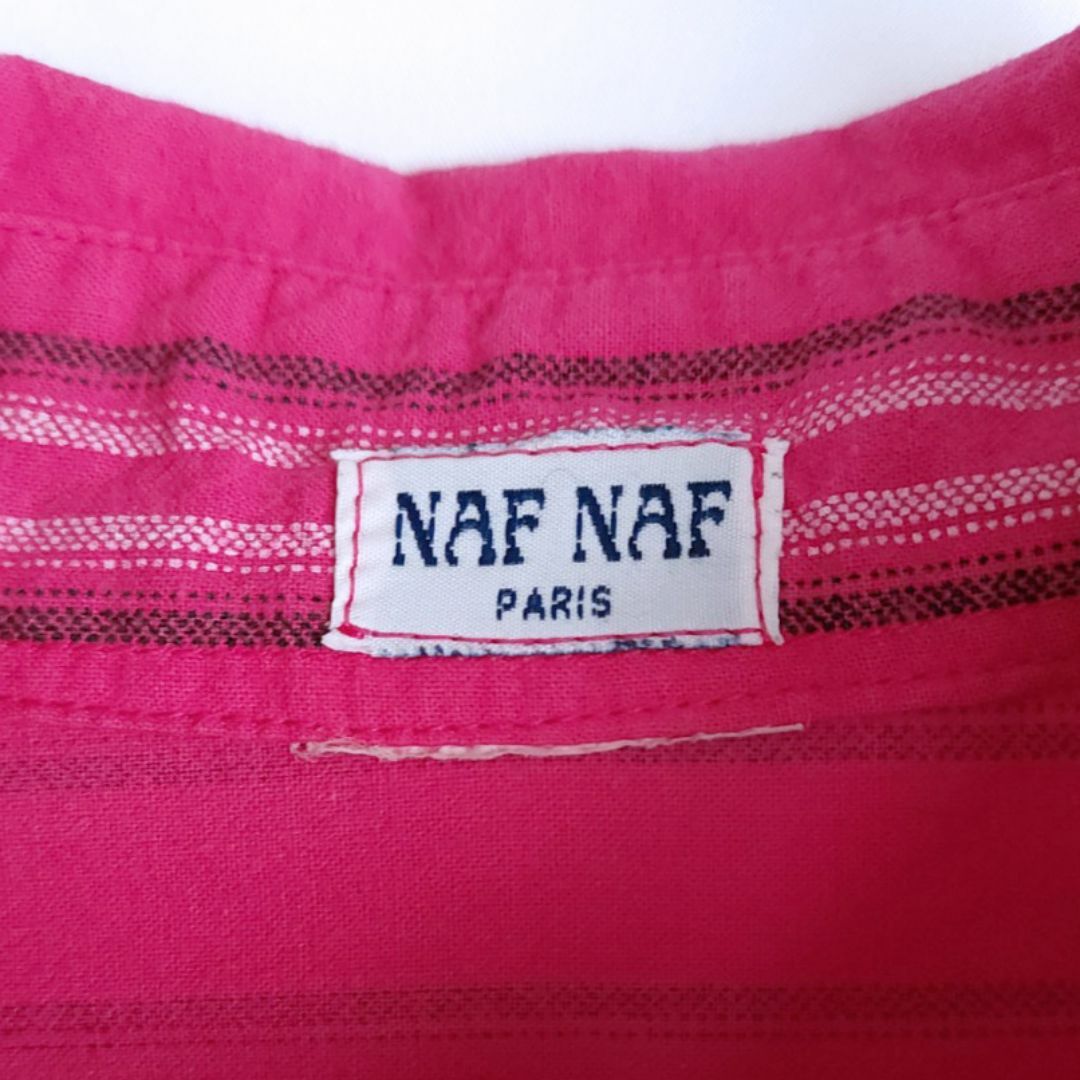 Lサイズ相当/NAF NAF 縦ストライプ柄 長袖シャツ ピンク系 メンズのトップス(シャツ)の商品写真